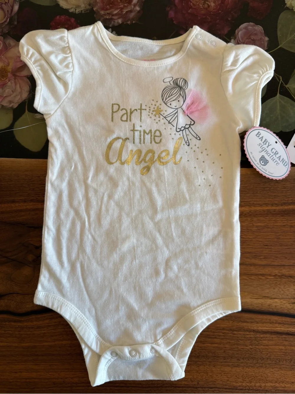 Baby Grand Signature 12 Months 2 Piece Pink Angel Gold Polka Dot Skirt Outfit